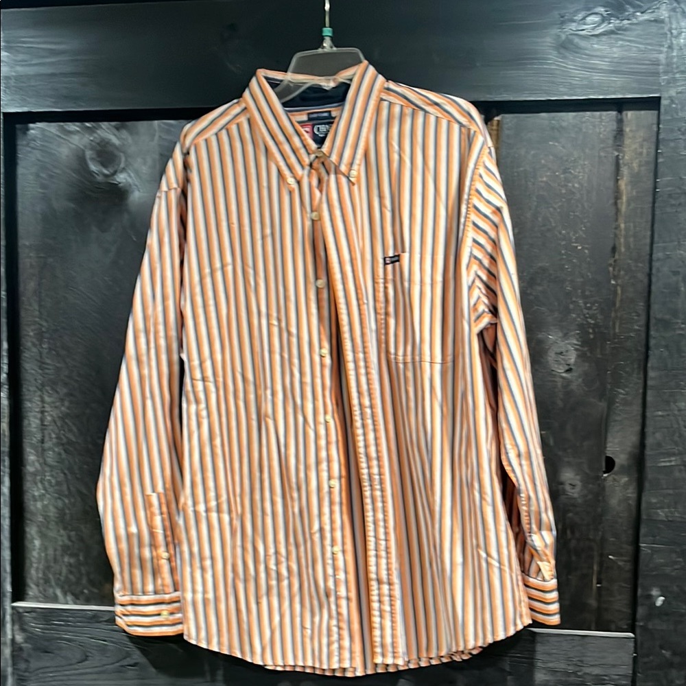 CHAPS Orange Striped Button-Up Shirt XL EUC
